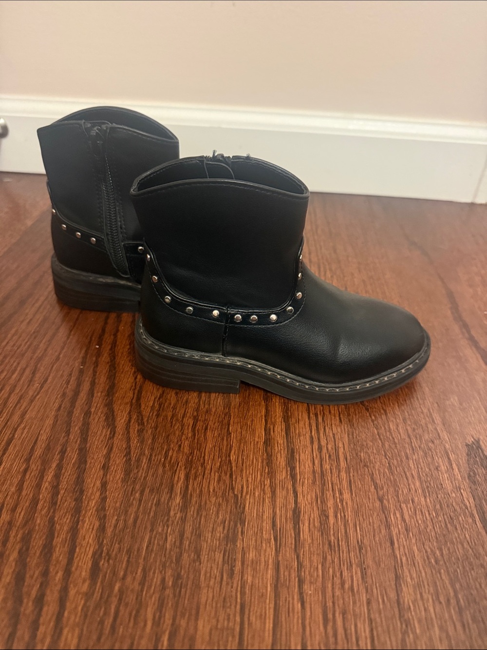 Nordstrom Kids Black Studded Zip Ankle Boots